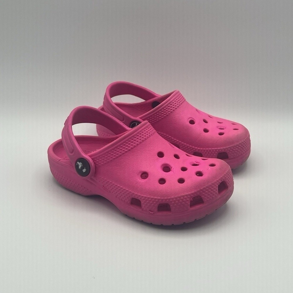 Crocs Classic Clogs Pink Slip‎ On Comfort Slides Sandals - Kids Toddler Size 9
